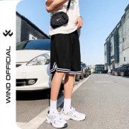 Set Quần short bóng chày unisex WIND phối áo phông trơn form rộng nam nữ ulzzang